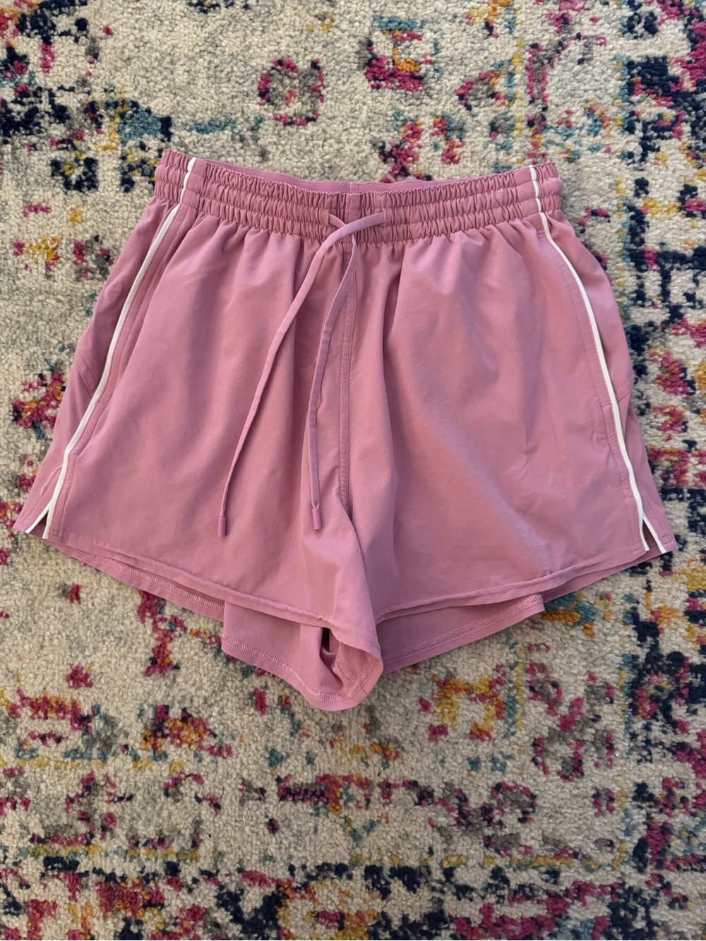 lululemon athletica Dusty Rose Athletic Shorts with White Side Piping